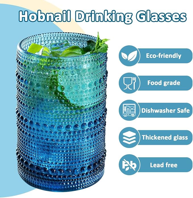 Colored Hobnail Drinking Glasses - Image 3