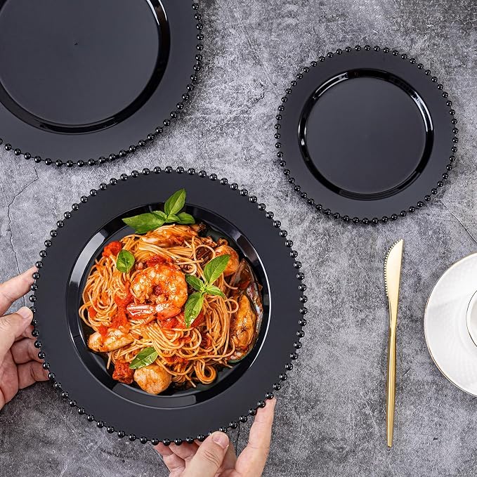 U-QE 60PCS Black Plastic Plates - Image 4