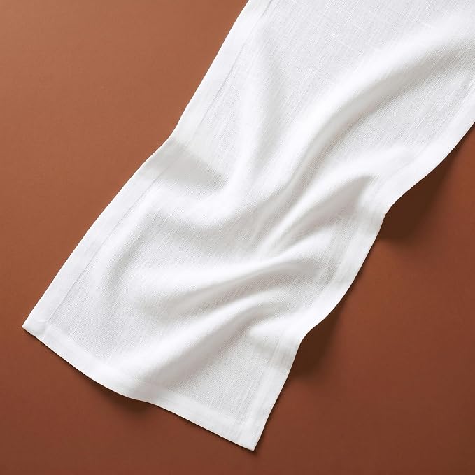 Solino Home 100% Pure Linen Table Runner White, Fete 14 x 156 Inch Long | Table - Image 4