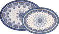 Bico Blue Talavera 16 plus 14 inch Oval Platters Set, Microwave and Dishwasher by Bico