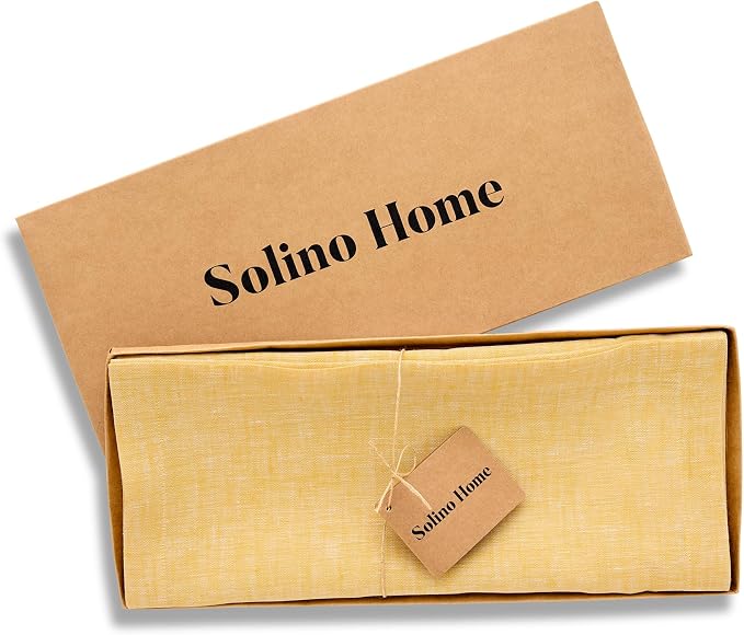 Solino Home 100% Pure Linen Table Runner Mustard Long, Athena 14 x 120 in | - Image 5