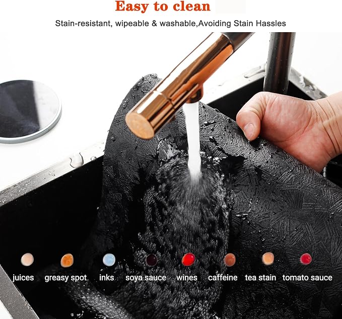 Black Vinyl Placemats Set of 6 Waterproof Wipeable Table Mats | Heat Resistant - Image 5