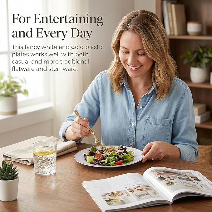 KIRE 200PCS Gold Plastic Plates - Image 3