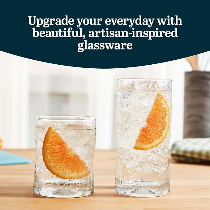 Libbey Impressions 16-Piece Tumbler and Rocks Clear Drinking Glasses, 8 16.7oz - Image 2