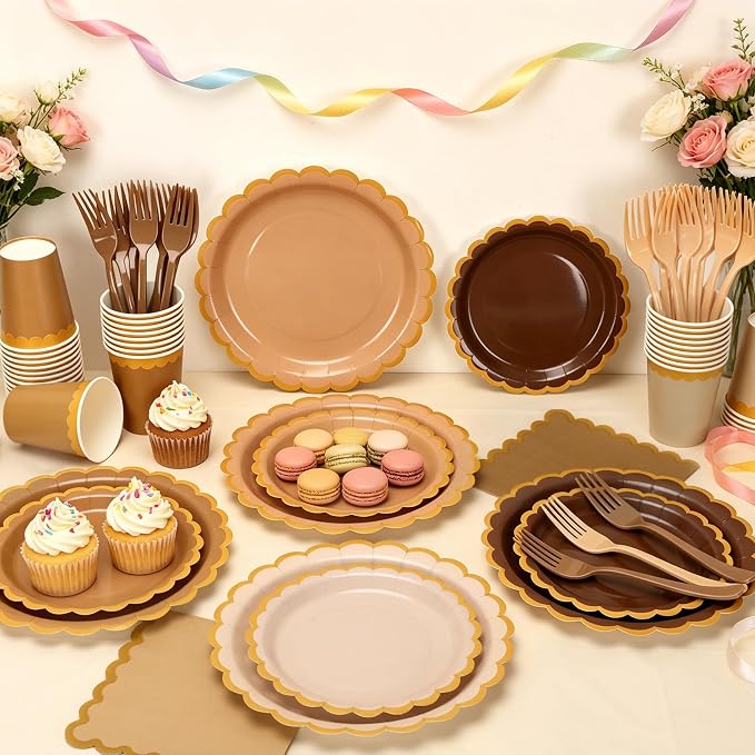 Brown Plates and Napkins Party Supplies - Image 3