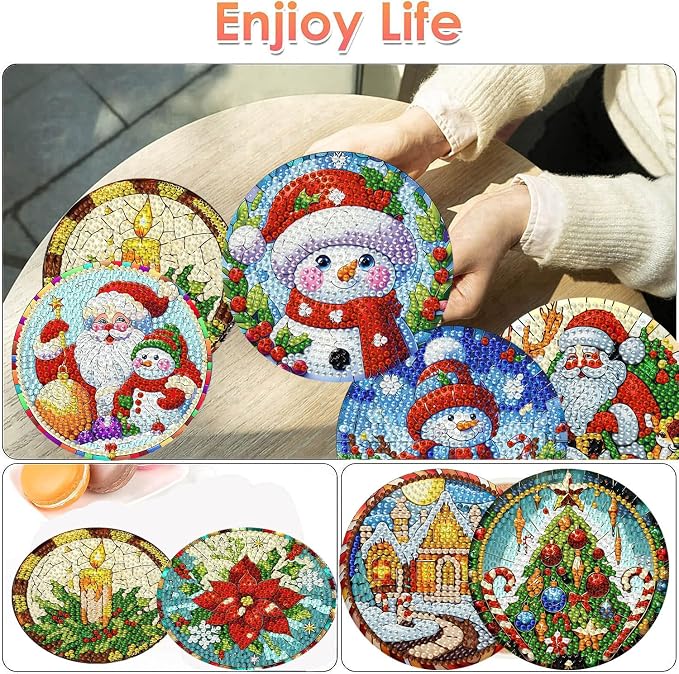 ijbnhd Christmas Diamond Art Coasters, 4x4 inch | DIY Kits - Image 2