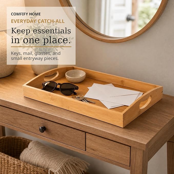 Comfify Bamboo Serving Trays – Set of 3 Ottoman Trays - Image 7
