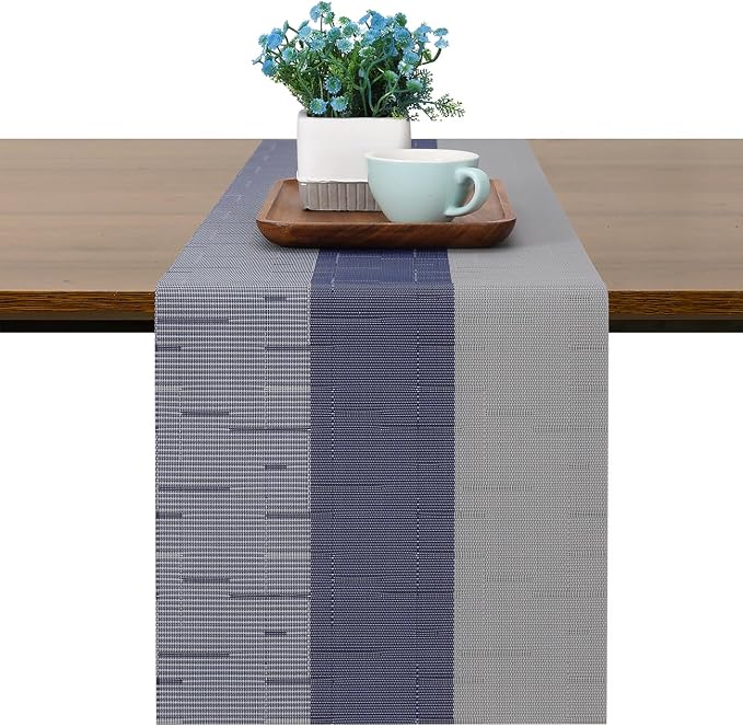 Table Runner 53 Inches Long, Vinyl Woven Farmhouse Table Runners | Washable by Chitomars