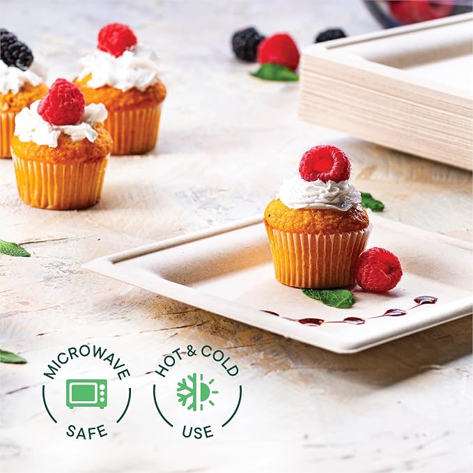 100% Compostable Square Paper Plates - Image 4
