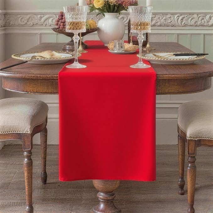 Red Table Runner, Waterproof Washable Runners 36 Inches Long | Reusable 12x36 by KAIPHO