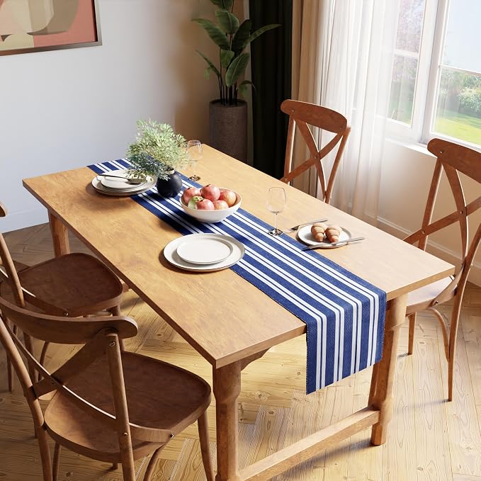 Encasa XO Dining Table Runner 13"x59" | Yarn Dyed Fine Ribbed Cotton | Franca - Image 2