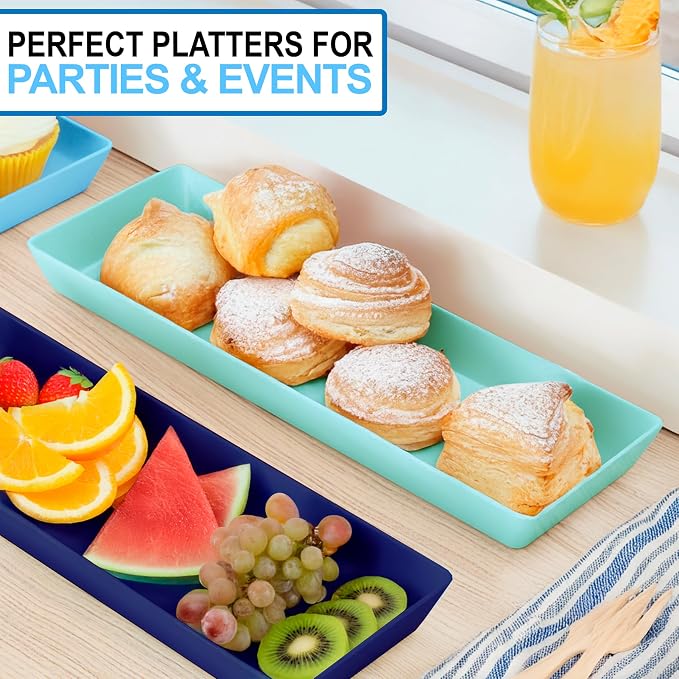 US Acrylic Coastal Plastic Serving Trays 15” x 5” | Narrow Unbreakable Reusable - Image 4