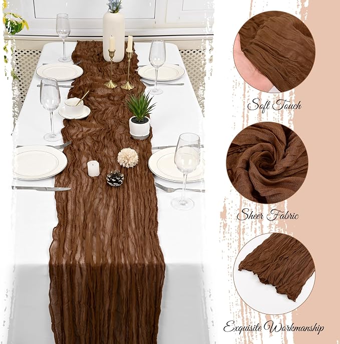10 Pack Brown Cheesecloth Table Runner 17x108 Inch Boho Gauze Cheese Cloth - Image 3