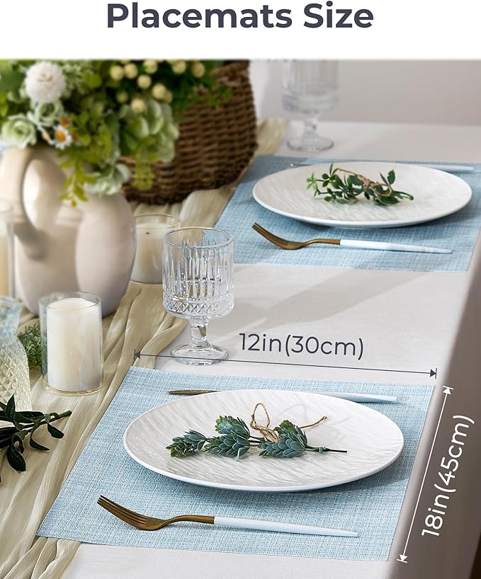 Leetaltree Soft Sky Blue Woven Placemats Set of 6 - Image 4
