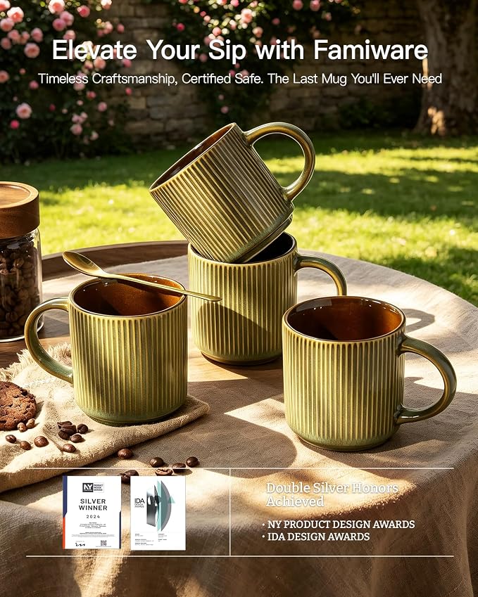 famiware Coffee Mug Set for 6, Star 12 oz Catering Mugs Cup Set - Image 5