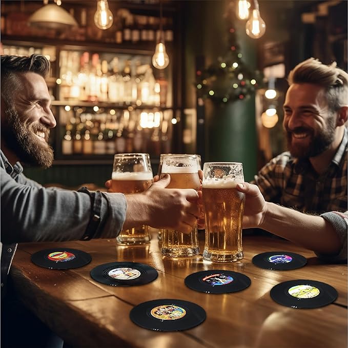 Funny Retro Vinyl Record Coasters, Creative Drink Coasters Set of 12 - Image 2
