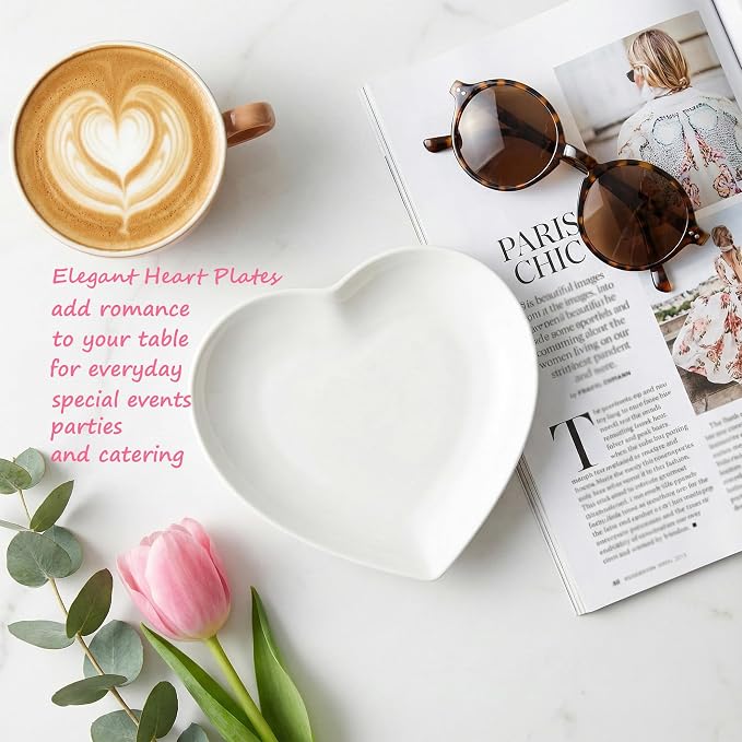 5.7" Heart Shaped Plates, Ceramic Salad Dessert Snack Plates Cake Waffles Dish - Image 7
