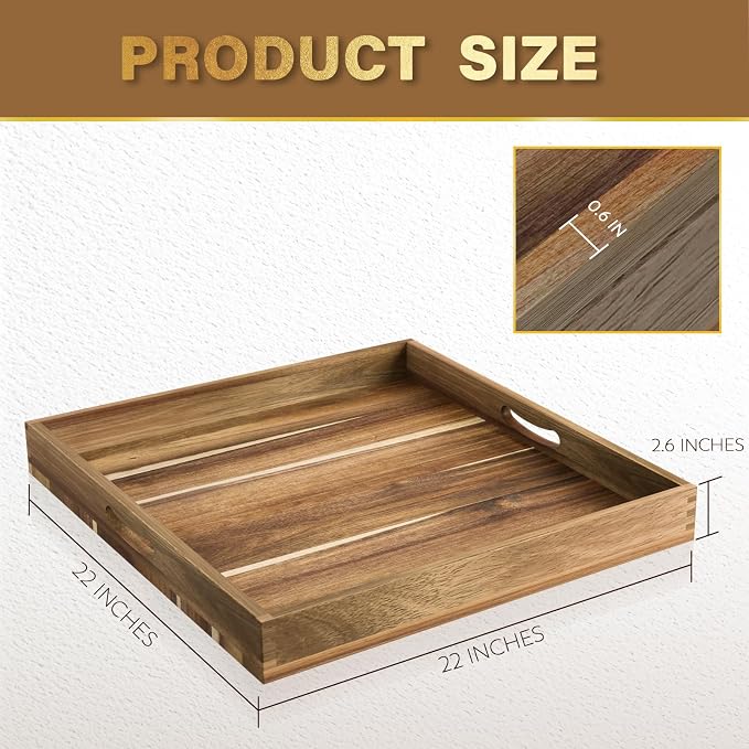Extra Large Ottoman Tray, Oversized Coffee Table Tray, Serving Platter Tray - Image 3