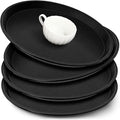 Zopeal 4 Pieces 14" Black Round Restaurant Serving Tray, Plastic Non Slip by Zopeal