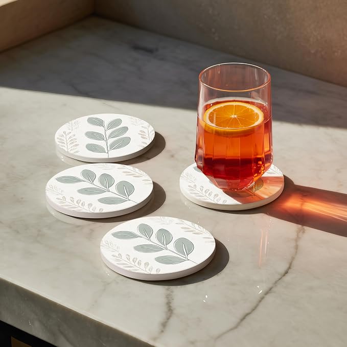 VEYRO Ceramic Coasters Set of 6 – Absorbent Stone Drink Coasters - Image 8