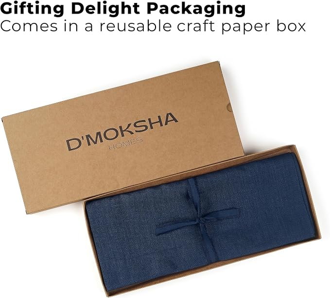 Classic Linen™ by D'Moksha Navy Blue Table Runner 48 Inches, 100% Pure Linen - Image 5