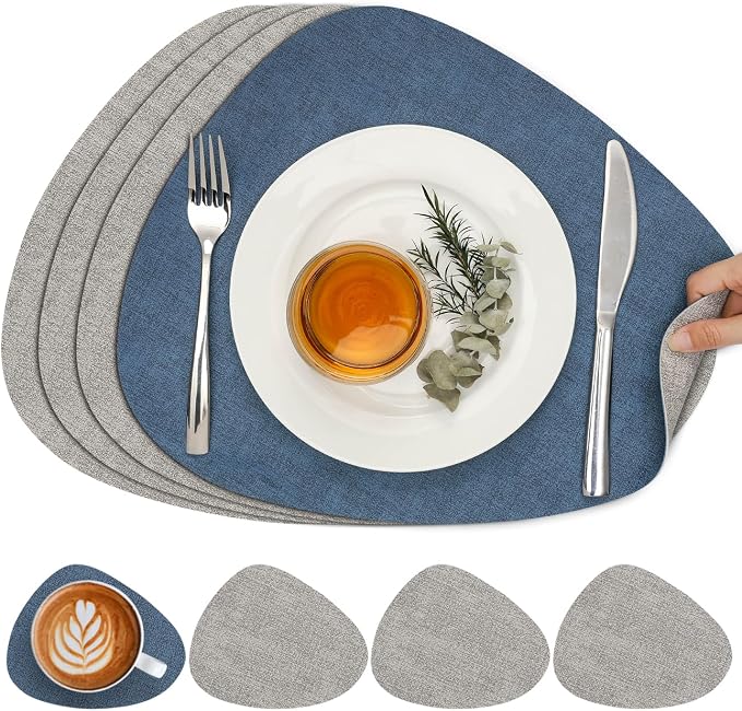 Faux Leather Placemats Set of 4, Dual Sided by Chitomars