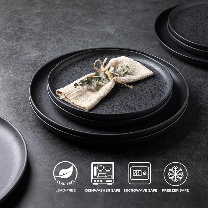 AmorArc Ceramic Dinner Plates Set of 6, 10.25 Inch Stoneware Dishes Set | Wavy - Image 2