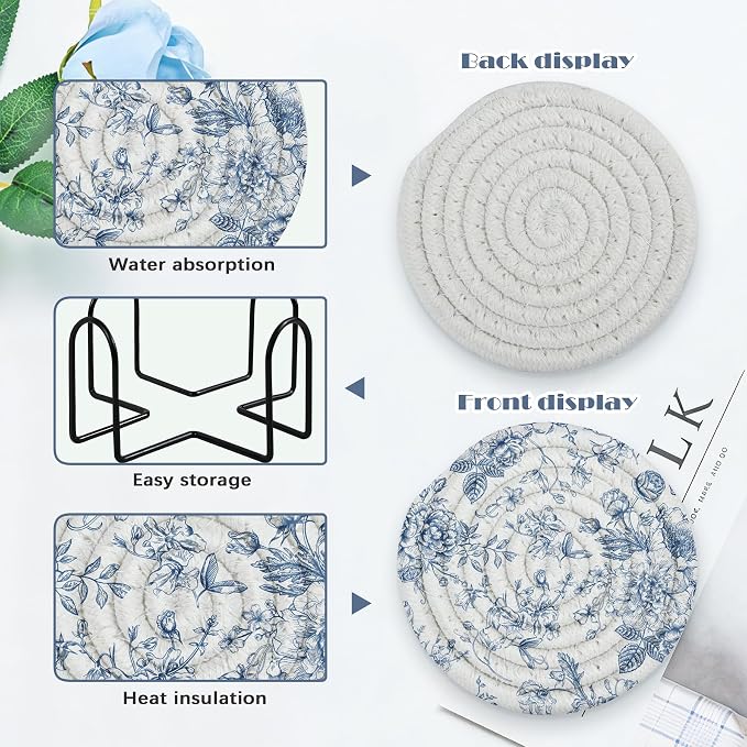 Chinoiserie Cotton Coaster Set of 6 - Image 4