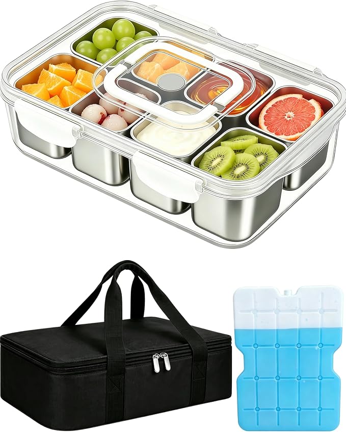 Snackle Box Container, Stainless Steel Divided Serving Tray by kidinit