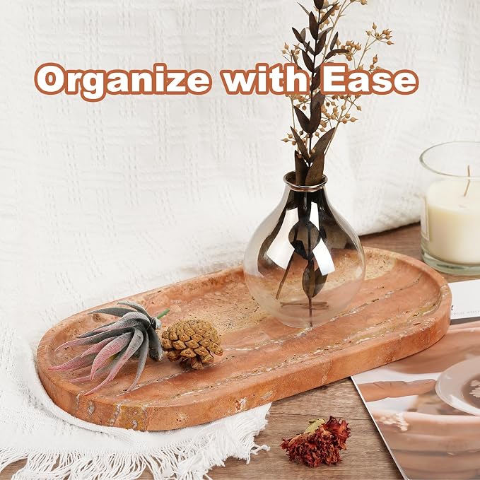 Turkish Natural Travertine Tray, Countertop Organizer, Catchall - Image 8