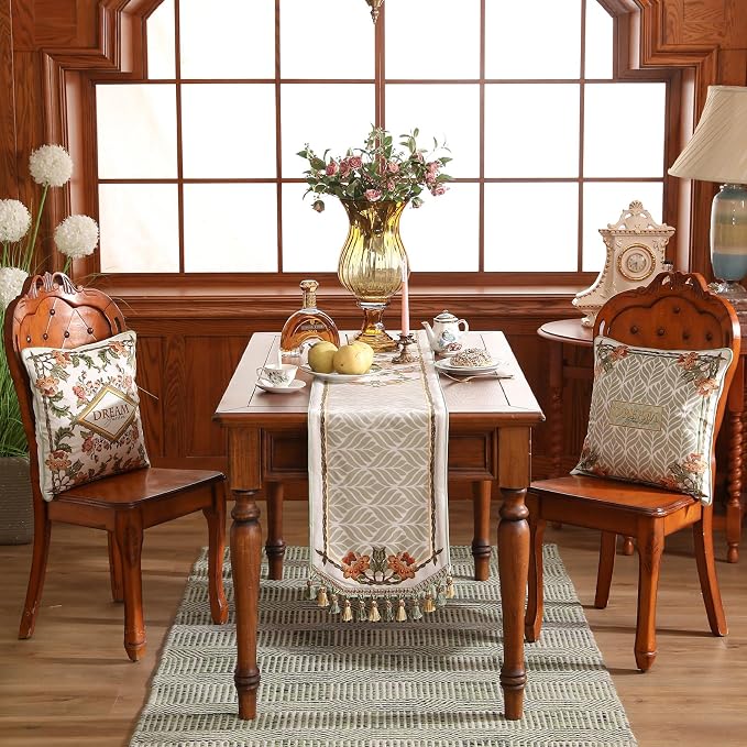 Patdrea Designer Elegant French Velvet Table Runner, Floral Print, Thanksgiving - Image 9