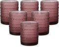 ZMOWIPDL Drinking Glasses Set of 6, 12oz Purple Hobnail Glass Cups | Vintage by ZMOWIPDL