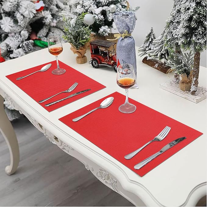 SHACOS Placemats Set of 6 Woven Vinyl Christmas Place Mats - Image 7