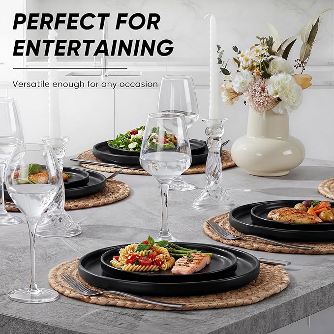 E-far Dinner Plates Set of 6, 10.5 Inch Stoneware Dinner Plate, Chip & Scratch - Image 4