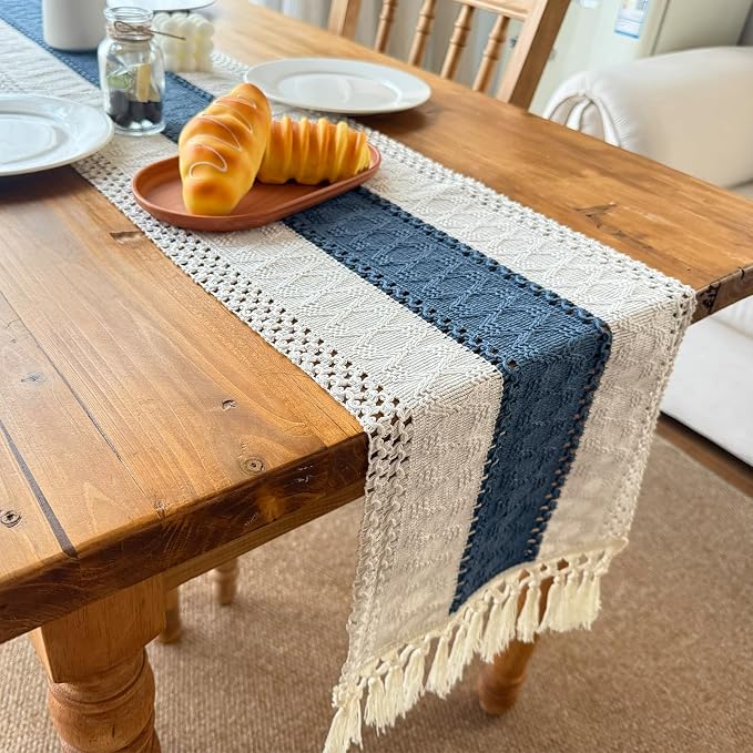 Blue Boho Table Runner for Home Decor - Image 6