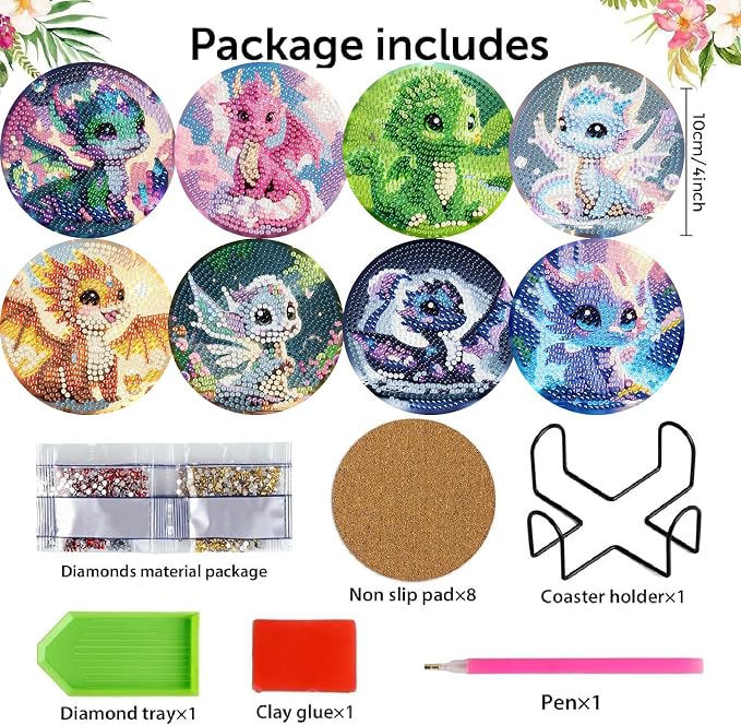 Mrnsiet 8PCS Diamond Art Coasters - Image 3