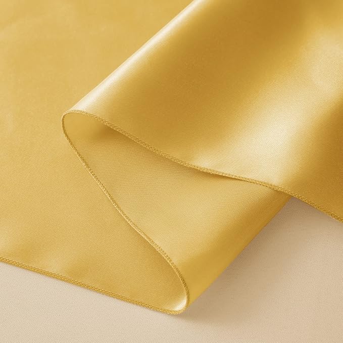 Horbaunal 12 Pack Yellow Gold Satin Table Runner 12 x 108 Inch | Smooth Table - Image 7