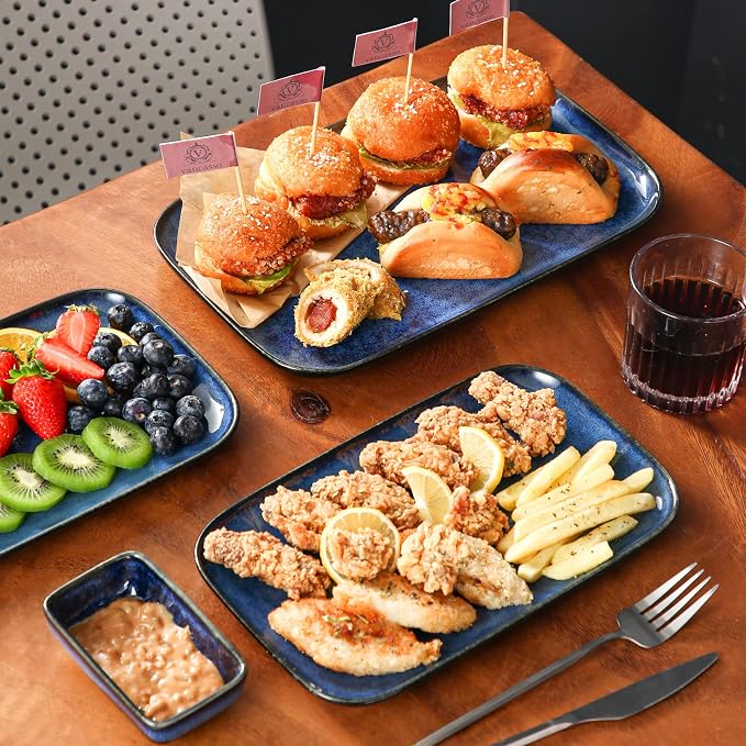 vancasso Stern Serving Platters Set of 3, 15/13/ 11 Inches Rectangular Serving - Image 5