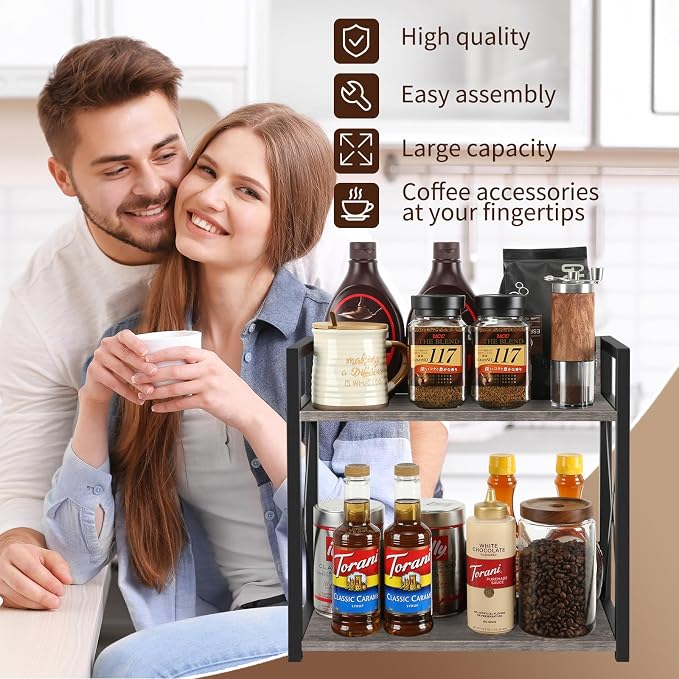 YINMIT Countertop Shelf Organizer, Coffee Bar Accessories, Spice Rack, Coffee - Image 7