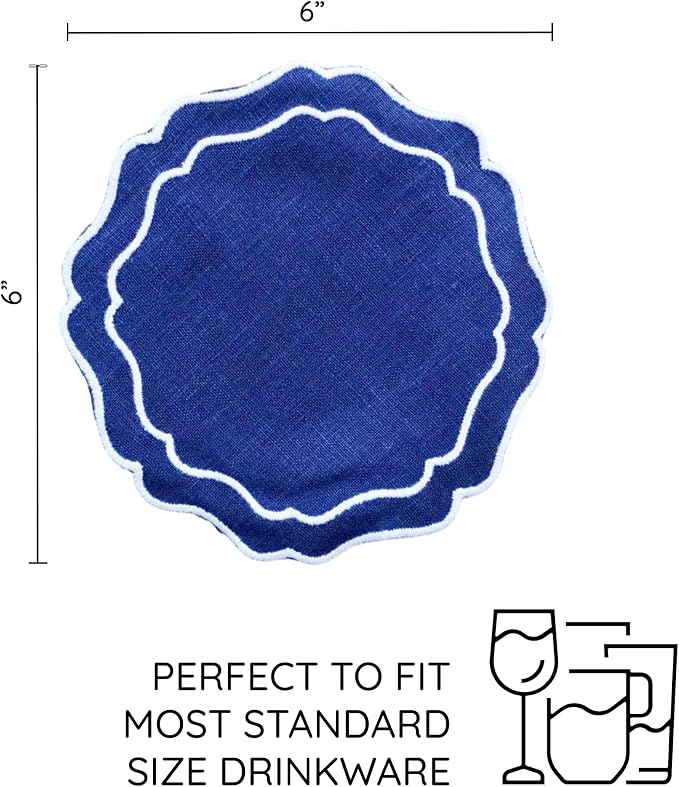 Linen Coasters for Drinks Set of 6, Fabric Coasters - Image 3