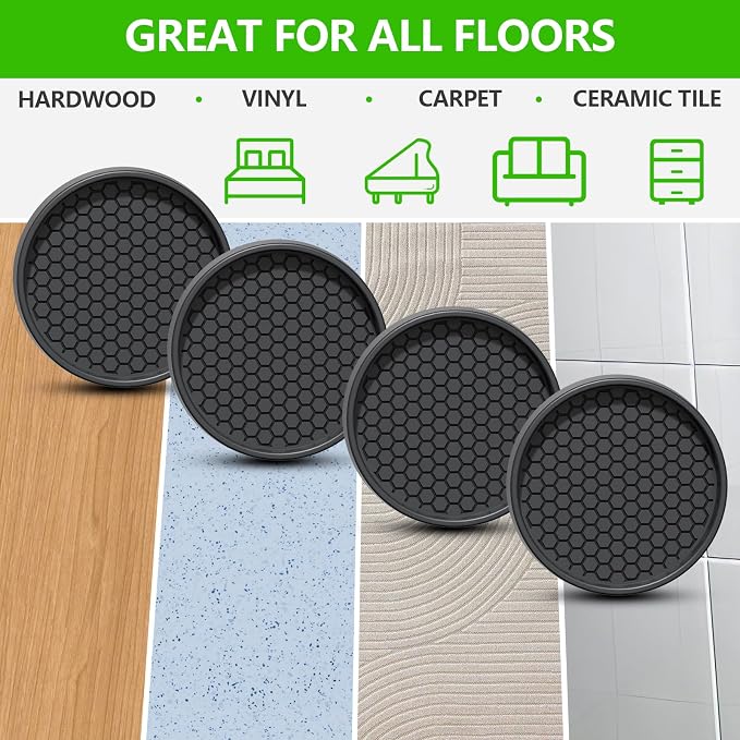 Non Slip Furniture Pads- 3"x3" Round Anti Skid Caster Cups Furniture Coasters - Image 6