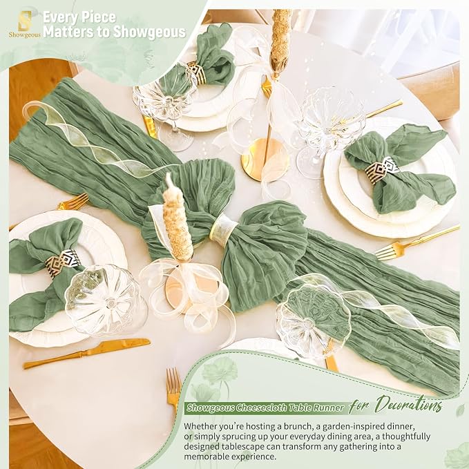 Showgeous 30 Pack Sage Green Cheesecloth Table Runner, 17 x 108 Inches | Boho - Image 8