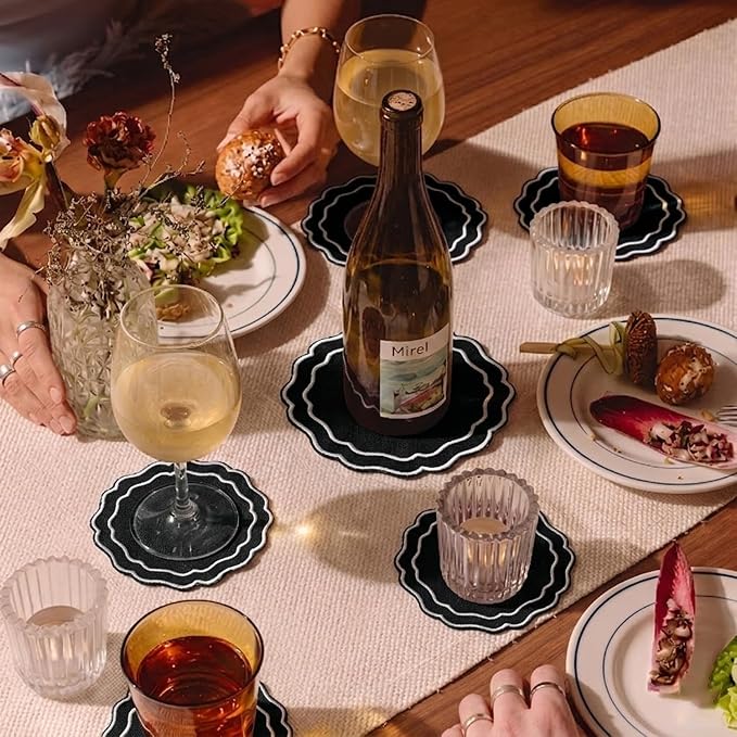 Drink Coasters Set of 6, 6x6 inch, Absorbent Linen Drink Mats - Image 6