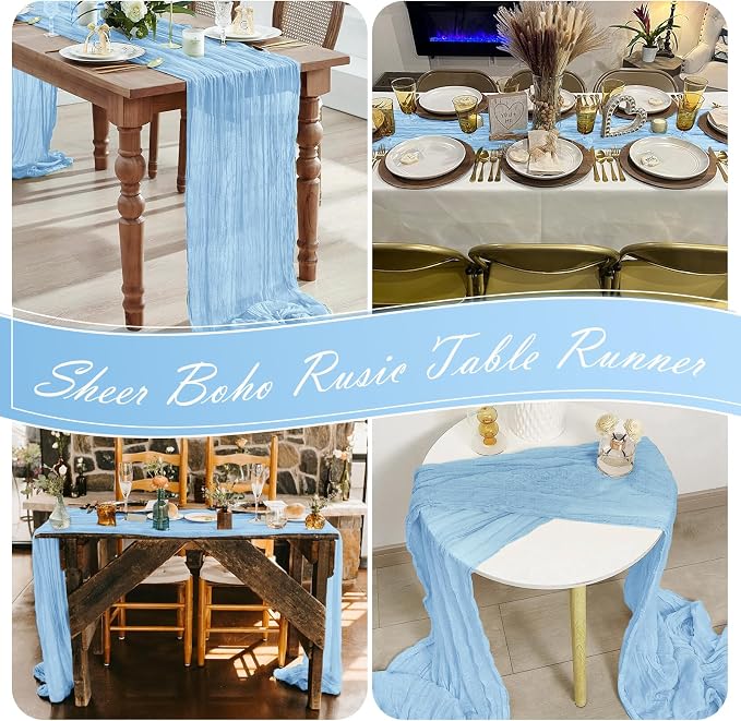 30 Pack Baby Blue Cheesecloth Table Runner 17 x 108 inch Cheese Cloth Table - Image 7