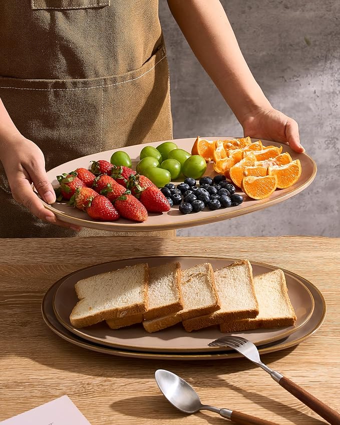 famiware Serving Platter, Oval 15.59/14.3/12.9 inch Serving Dishes - Image 3