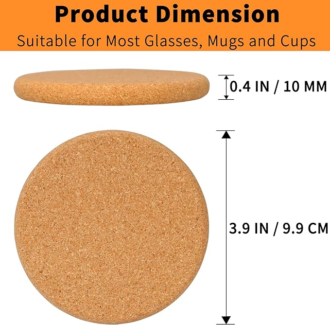 12 Pack 0.4" Ultra Thick Cork Coasters - Image 5