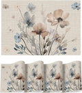 Artoid Mode Brown Poppy Floral Vinyl Plastic Placemats Set of 4, Washable by ArtoidMode