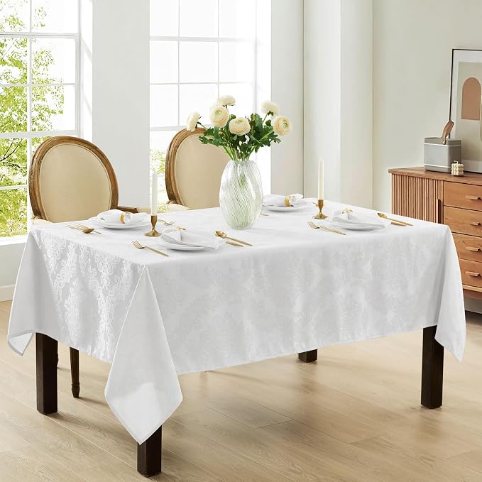 Newbridge Barcelona Luxury Damask Fabric Tablecloth, 70” x 70”, 100% Polyester - Image 5