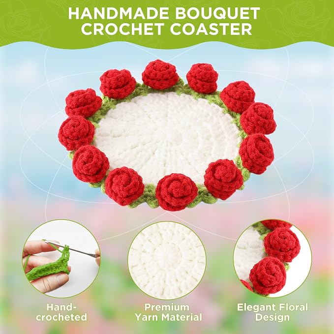 Crochet Flower Coasters, Handmade Bouquet Coasters - Image 4