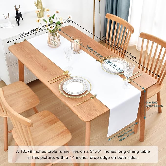 Faux Linen Table Runner Water Resistant 13 x 48 in, Coffee Table Runner - Image 2
